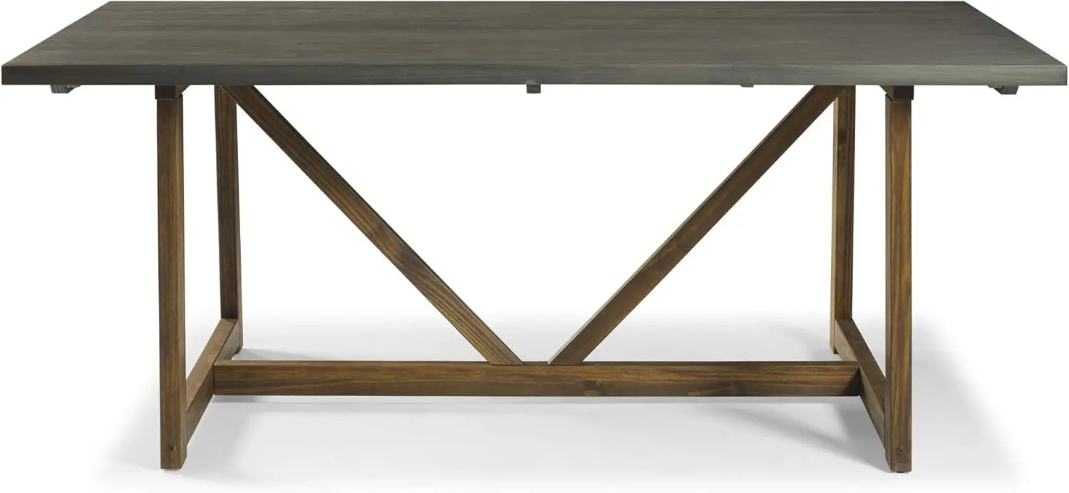 Muebles de cocina pequeños de granja moderna, mesa de comedor de madera, 72 pulgadas, gris y marrón