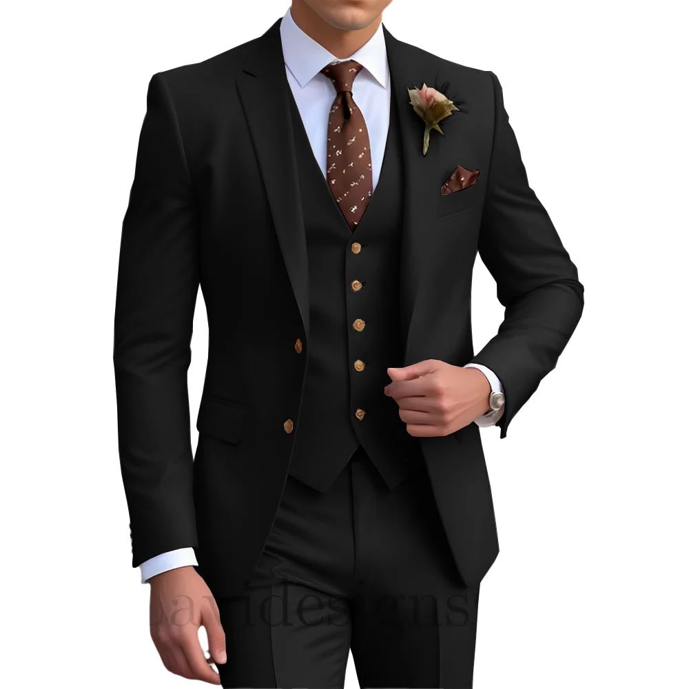 Elegant Men's Wedding Tuxedo Slim Blazer Pants Vest Three-piece Suit XS-5XL Custom Youth Suit 2025 New Style Suit