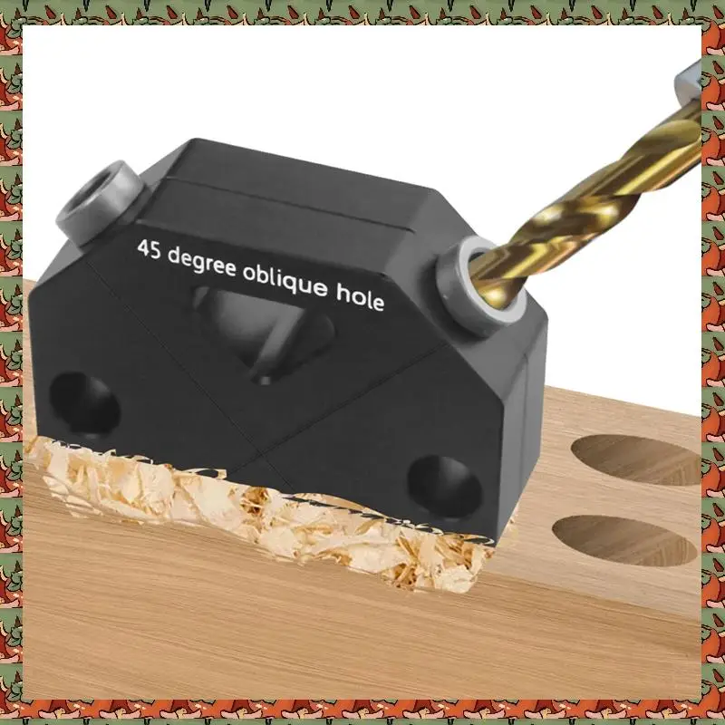 

ABLQ Pocket Hole Jig Kit -45° Punch Locator Angle Woodworking Tool Hole Screw Jig Positioner Drilling Dowel Drill Guide Joiner S