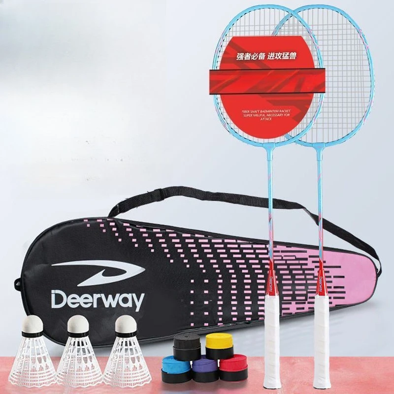 Juego de raqueta de bádminton ultraligera, entrenamiento duradero para adultos con pelota, raqueta doble