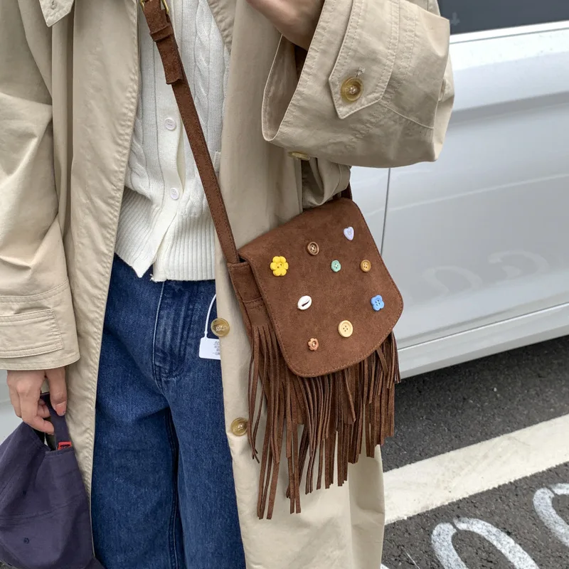 

Vintage Crossbody Bag for Women Shoulder Bags Suede Phone Bag Purse and Handbags Designer Bag Travel Bags Сумка Женская Sac 가방