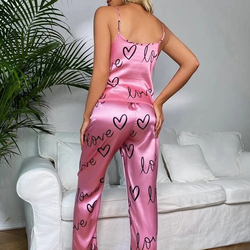 Home Wear Pyjama Femme Pyjamas Women Sexy Satin Pijamas Set Lingerie Sleepwear Silk Saitn Nightwear Sleeveless Pajamas Set