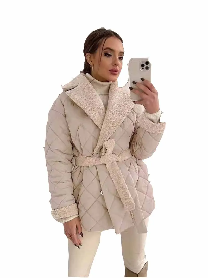 Autumn Office Ladies Warm Quilted Jackets Women's Cotton Puffer Jackets Winter Loose Parkas Coats Vintage Style Bread Outwear