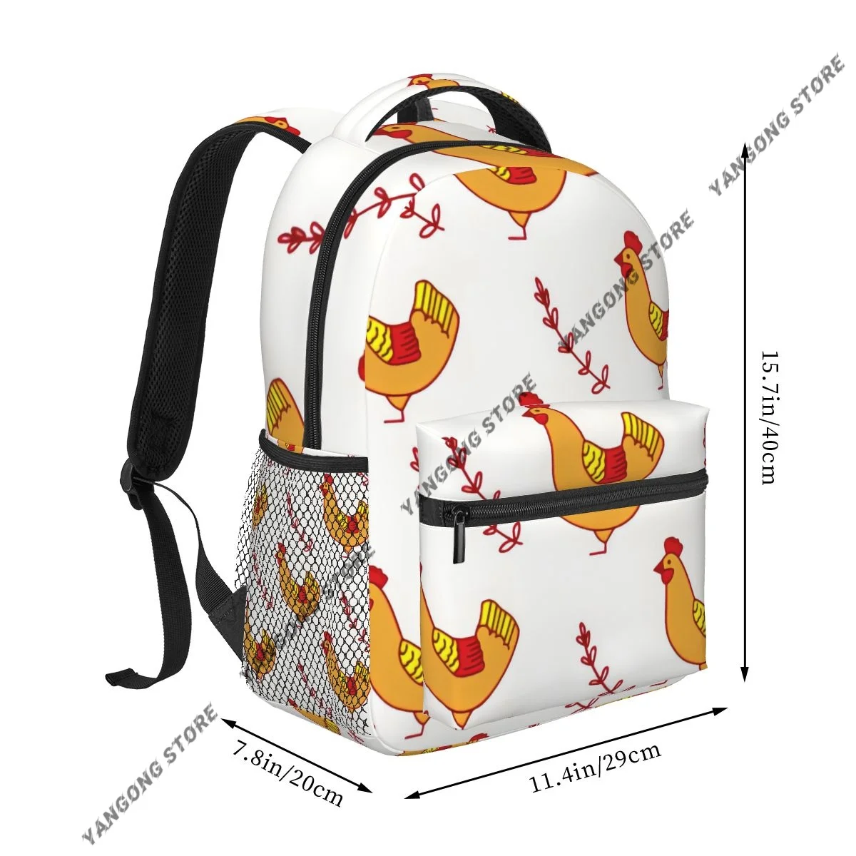 2024 Unisex Chicken And Twig Background Female Travel Daypack Laptop Backpack Book Schoolbags Feminina School Casual Women Bag