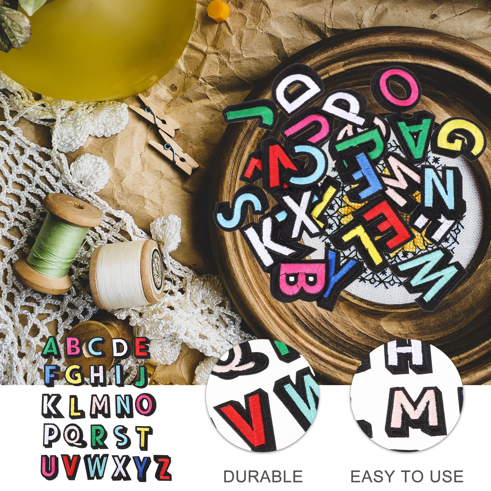 

26pcs Letter Patches Iron On Clothes Decor Alphabet Letter Patches Polyester DIY Uniforms Embroidered Accessories Alphabet