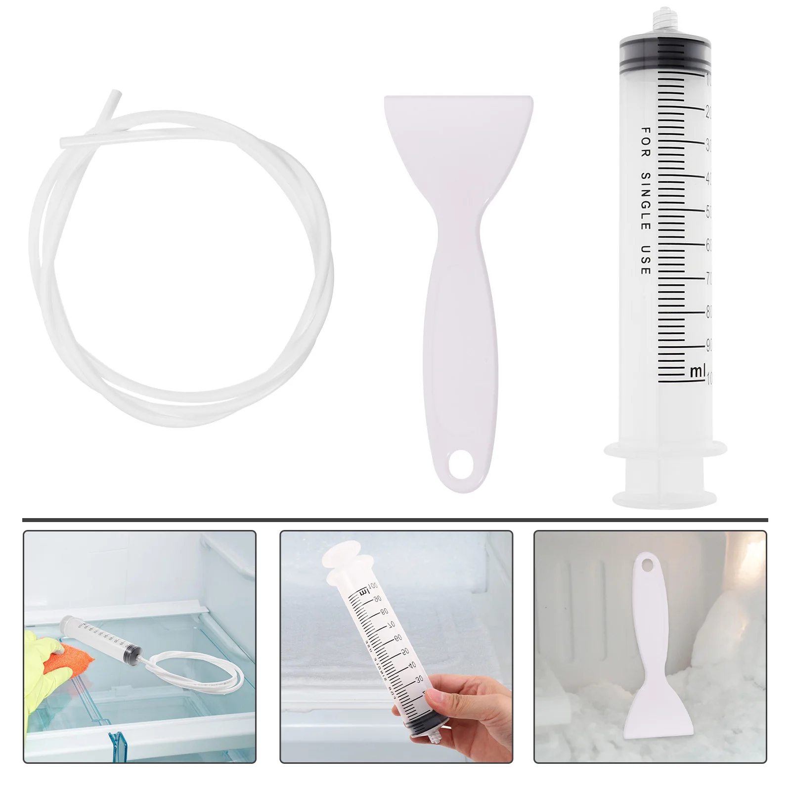 

1 set 1 Set Refrigerator Drain Hole Clog Remover Ice Shovel Bendable Reusable Drain Cleaning Tool Kit Fridge Freezer