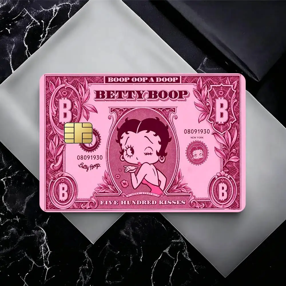 Cartoon B-etty Boop Flags  Spend or Save Funny Shell Ultra Thin No Fade Sticker Cover Film for Debit Credit Card