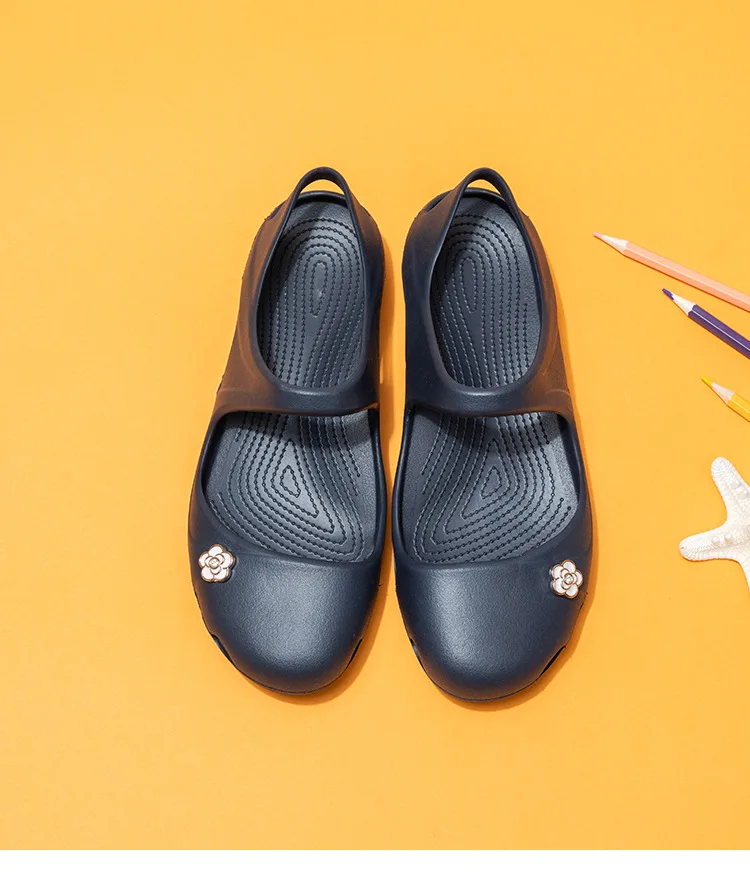 Damen EVA Yoga-Schuhe Einfarbige Geschlossene Zehensandalen Sommer Leichte Rutschfeste Damen-Flachschuhe Lässige Gehschuhe – Detail 16