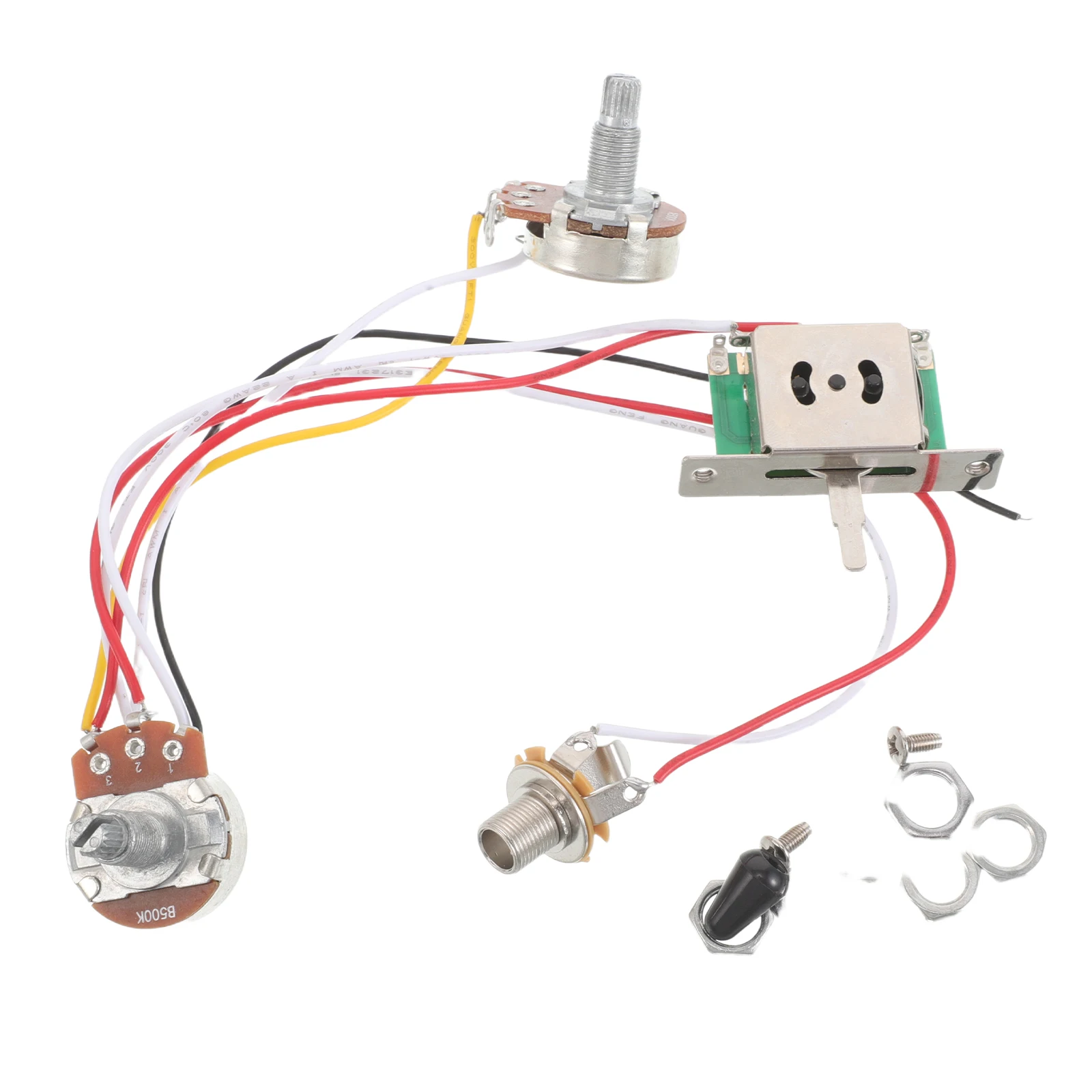 

1 Set Electric Guitar Wiring Harness Kit 3-Way Toggle Switch Jack Precision Tuning Stable Signal Transmission Stylish Finish