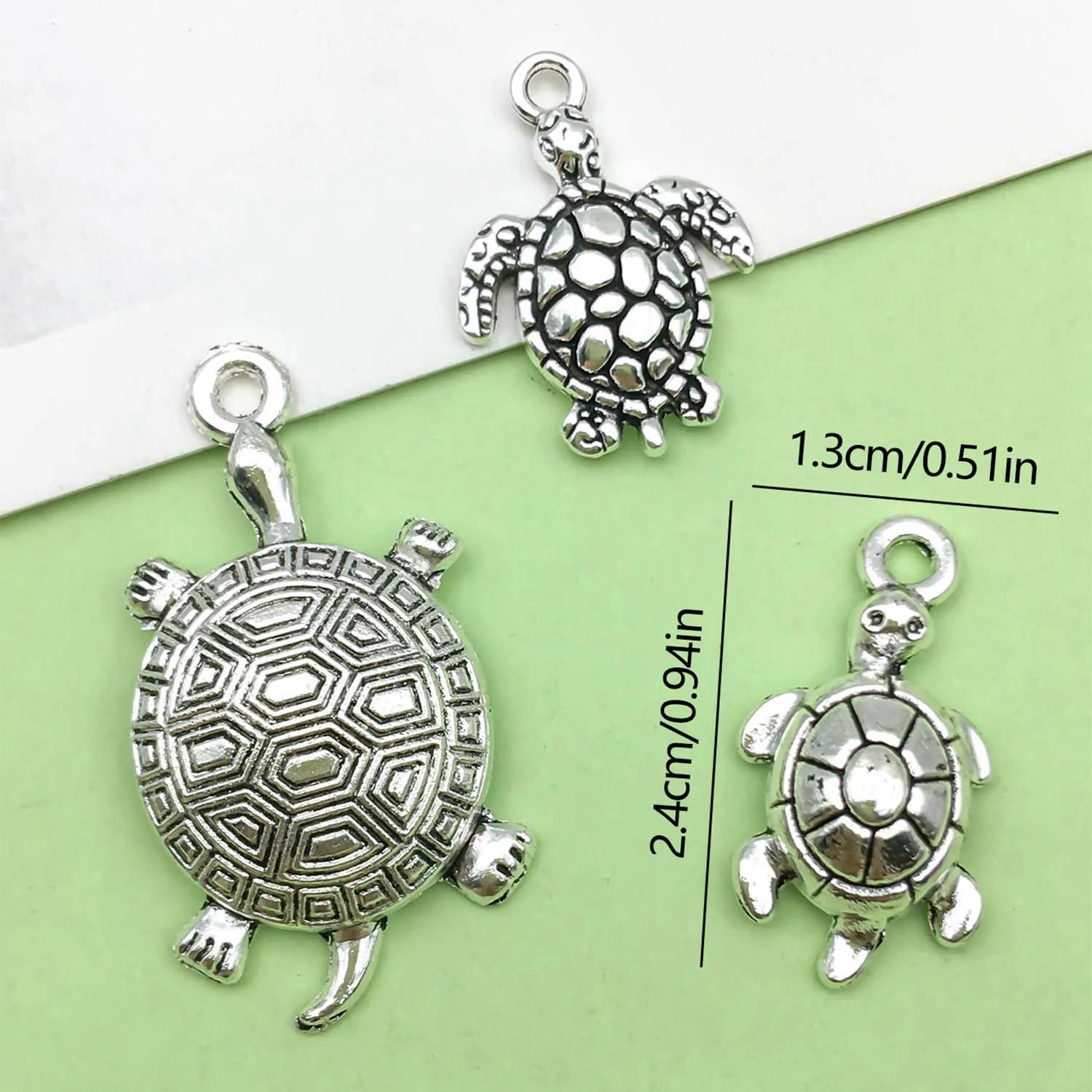 10/18pcs Antique Silvery Turtle Tortoise Charms Alloy Sea Life Pendants for DIY Bracelet Necklace Jewelry Making Accessories