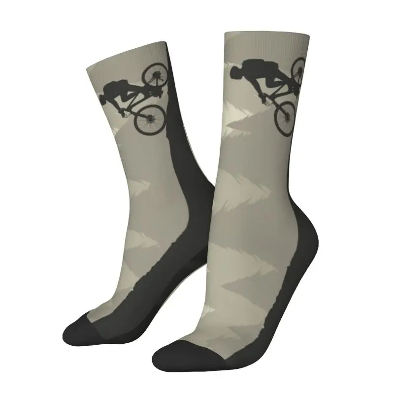 Cycling On The Mountain Bike Men\'s Crew Socks Unisex Fun 3D Printed Cycling Bicycle Cyclist Biking Dress Socks