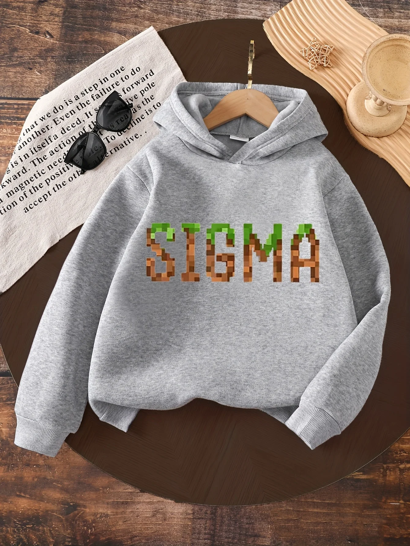 Fall/Winter Tween Boys Casual Loose-fitting SloganSIGMAPatternChildren'sPrinted HoodedLong-Sleeve SweatshirtNew hristmas Arrival