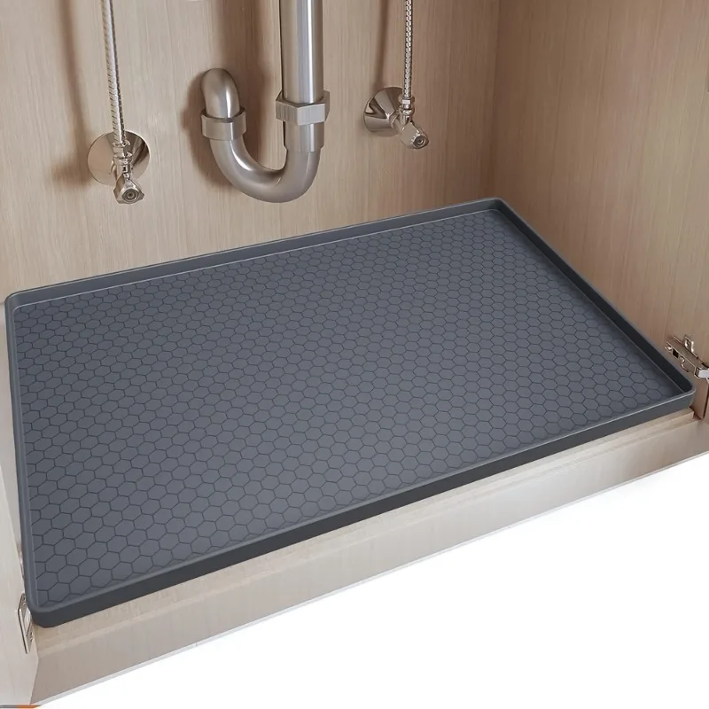 1pc Lower Sink Pad Kitchen Cabinet Cushion-elastic Silicone Sink Pad 28x19 Inch Kitchen and Bathroom Anti-drip Pad Storage Mat