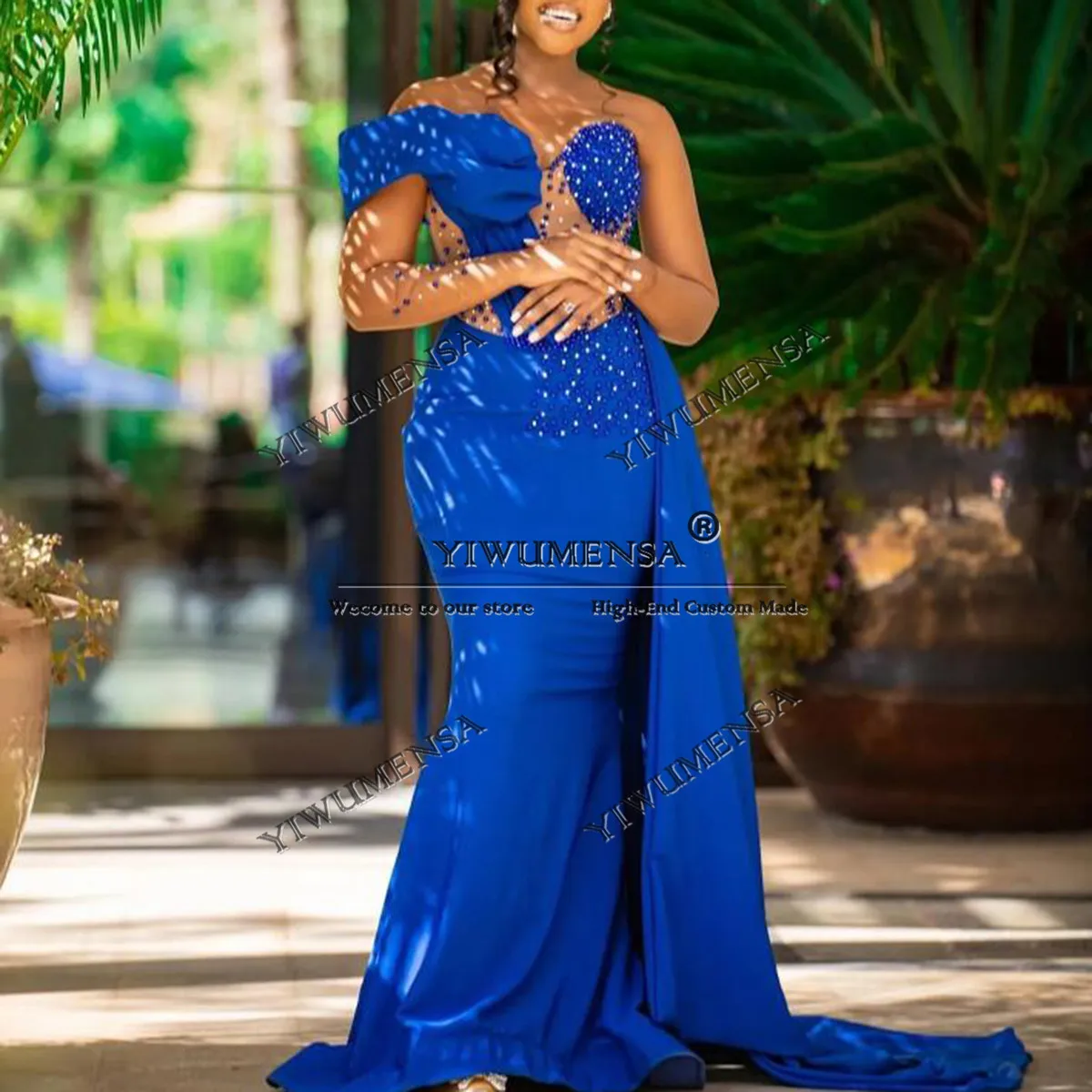 Suknie wieczorowe Aso Ebi Syrena na studniówkę dla czarnoskórych dziewcząt, kryształki, koraliki, dekolt O, długie rękawy, suknie balowe, szyte na miarę, ubrania dla panny młodej, ślub 2025