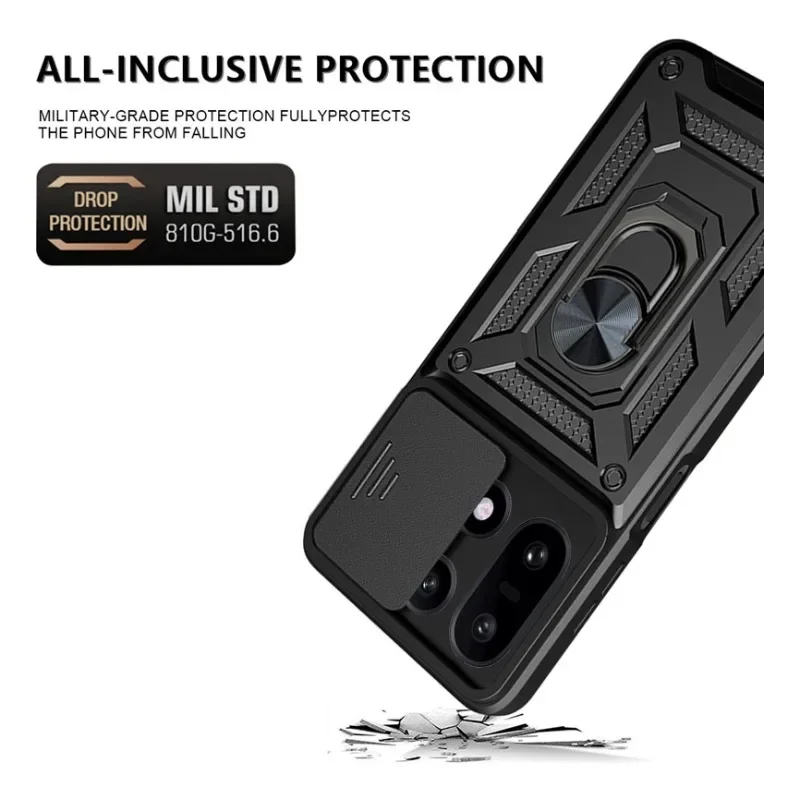 Чехол для Oneplus 15, чехол с кольцом, скользящая линза, защищающее окно, противоударный корпус для Oneplus 13T, бронированный чехол