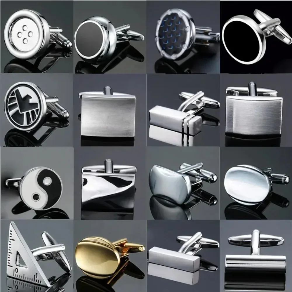 Simple Laser Glossy Copper Metal Cufflinks for Men\'s Fashion French Cuffs Buttons Women\'s Travel Party Dress Accessories Gifts