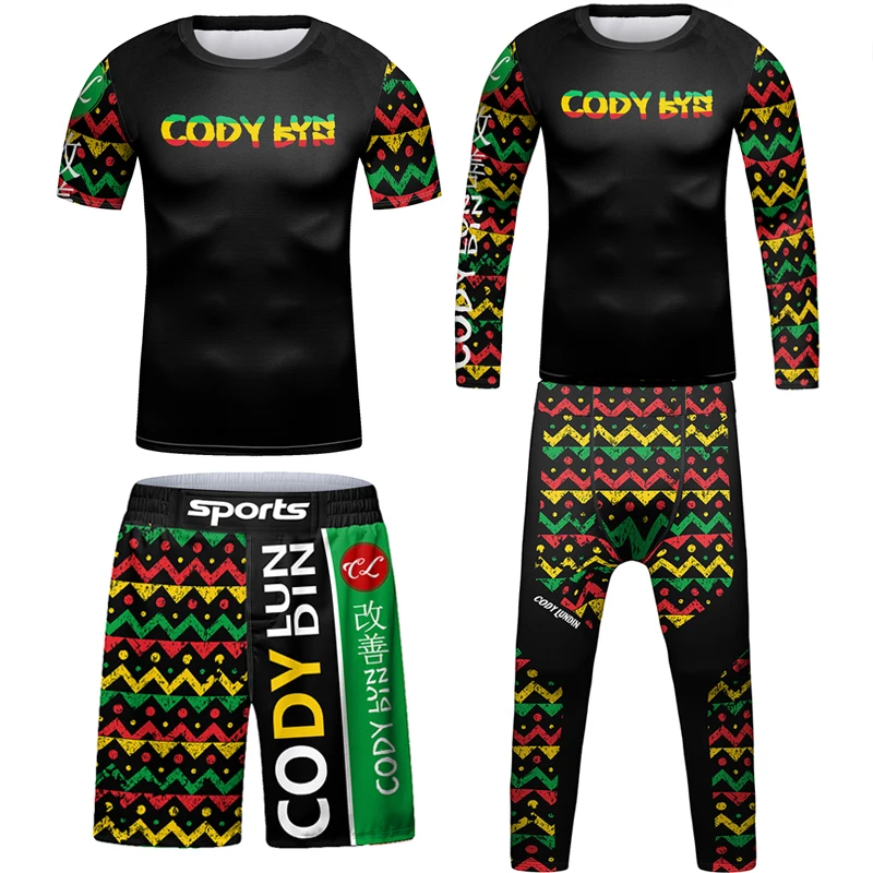 Kid's MMA BJJ Kickboxing T-shirt Children Jiu Jitsu Muay Thai Trousers Boy Boxing Fighting Shorts Leggings Training Sport Pant