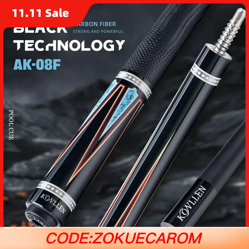 

KONLLEN KL-08F Бильярдная палка из углеродного волокна с наконечником 12,5 мм, шарнирным штифтом 3*8/8, низким дефектом для бильярдного кия