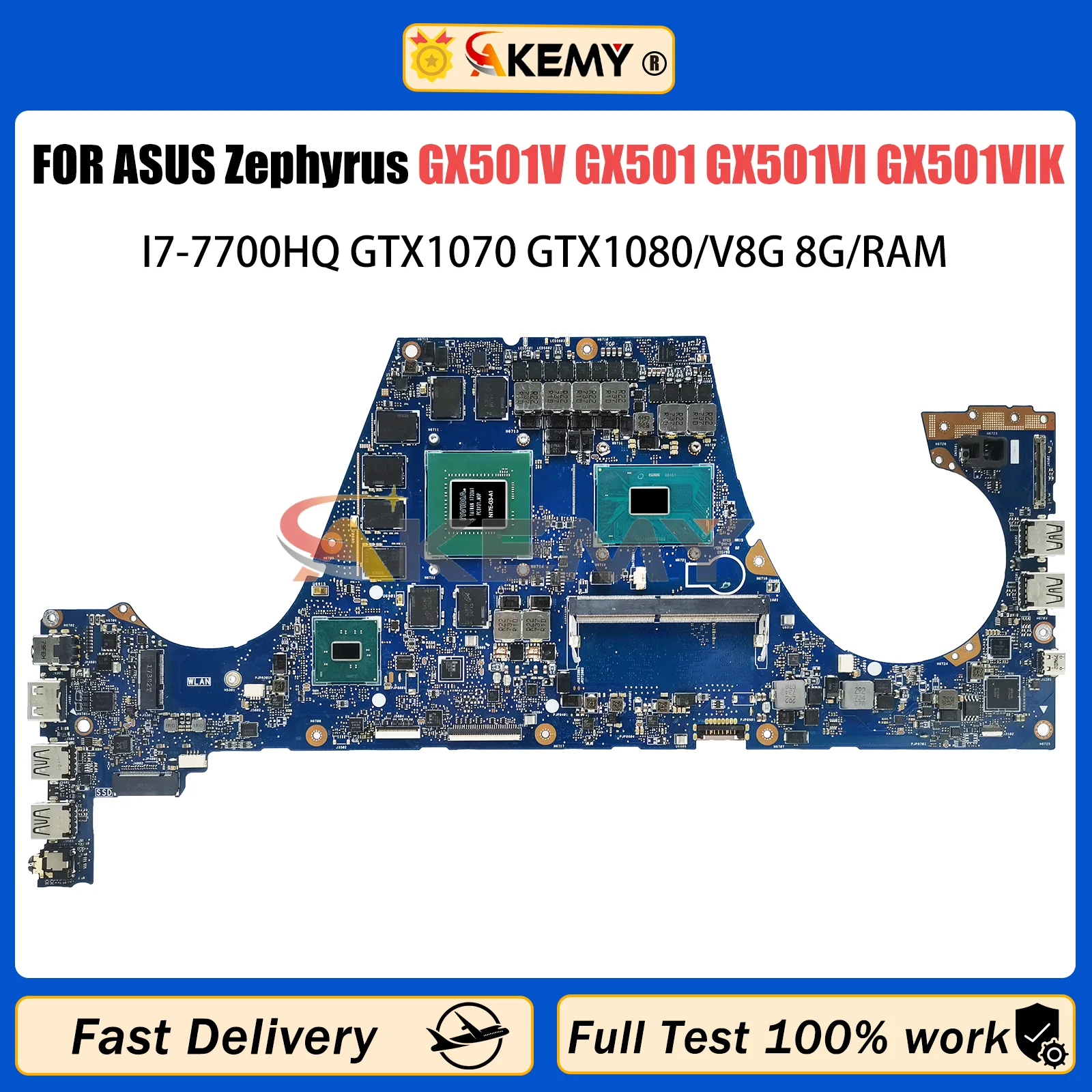 

GX501V Laptop Motherboard For ASUS GX501V GX501 GX501VI GX501VIK MAINboard I7-7700HQ GTX1070 GTX1080/V8G 8G/RAM