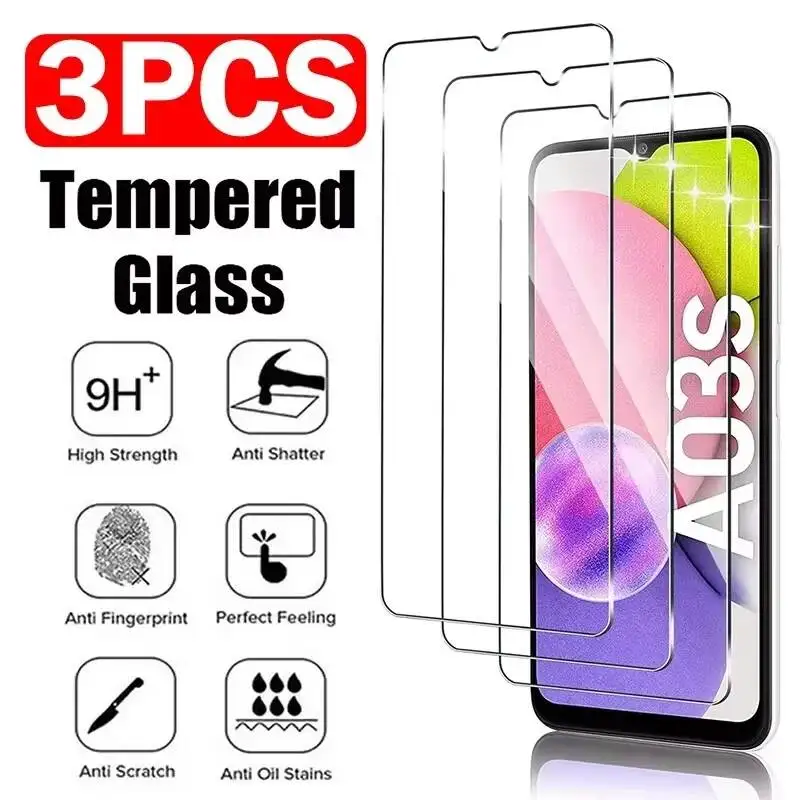 

3PCS Tempered Glass For Samsung Galaxy A03 A05S A07 A06 A11 A15 A17 A12S A13 A14 A16 4G 5G Screen Protector Film