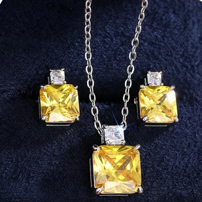 Zircon 2-piece Earring Set+necklace, Jewelry, and Headwear Design for Attending Banquets, Fashionable and Elegant Accessories
