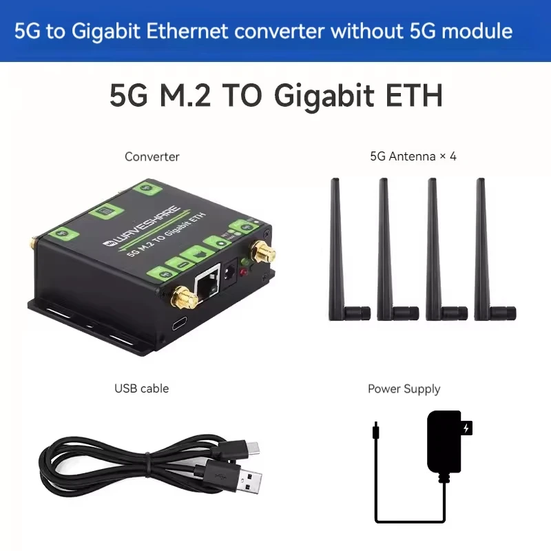 Hot Seller Waveshare SIM8262/RM520 Module 5G M.2 to Gigabit Ethernet Converter Supports SIMCom/QUECT E L for Communication