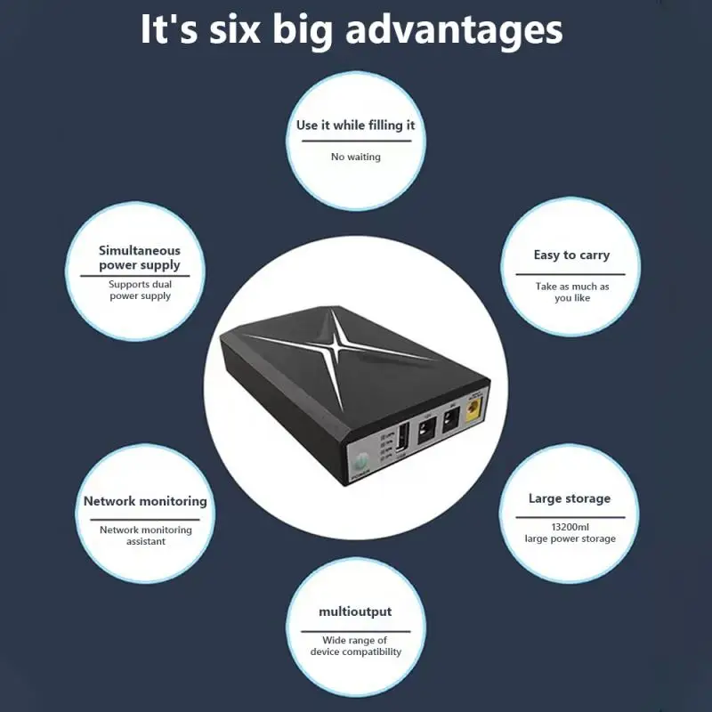 Mini Ononderbroken DC Back-Up Voedingscapaciteit 10400/8800Mah-Ups Router Optische Modem Ingebouwde Adapter 5V 9V 12V Eu Plug