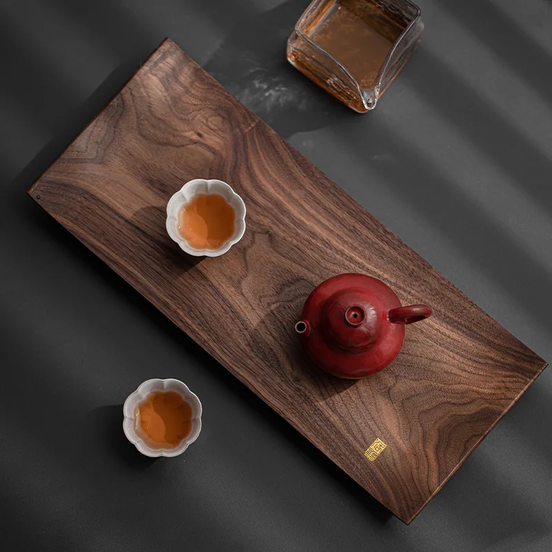 Walnut dry brewing table, small tea tray, household solid wood tea tray, Japanese style wooden one person tea table