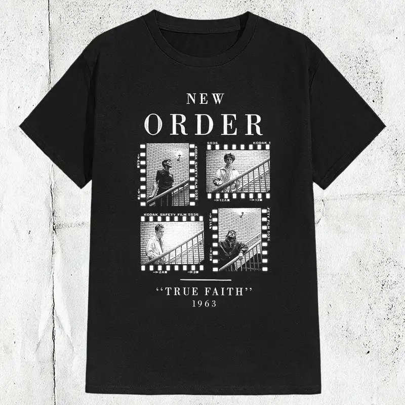 Vintage 80s 90s New Order Band True Faith 1963 T-shirt ,Graphic Short Sleeve Crew Neck Cotton T-Shirt