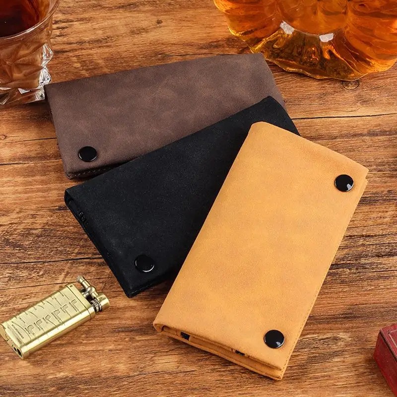 Frosted Leather Hand Cigarette Bag Foldable Storage Bag Handmade Tobacco Pouch Multifunctional Tobacco Moisturizing Bag