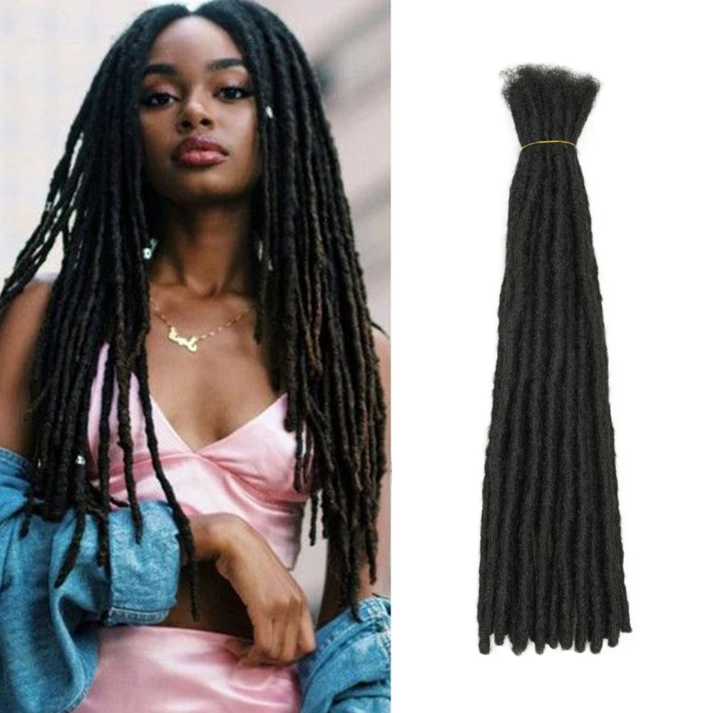 Synthetic Dreadlocks Hair Extensions 20Inch Soft Faux Locs Crochet Braiding Hair Handmade Hip-Hop Reggae Hair For Women And Men