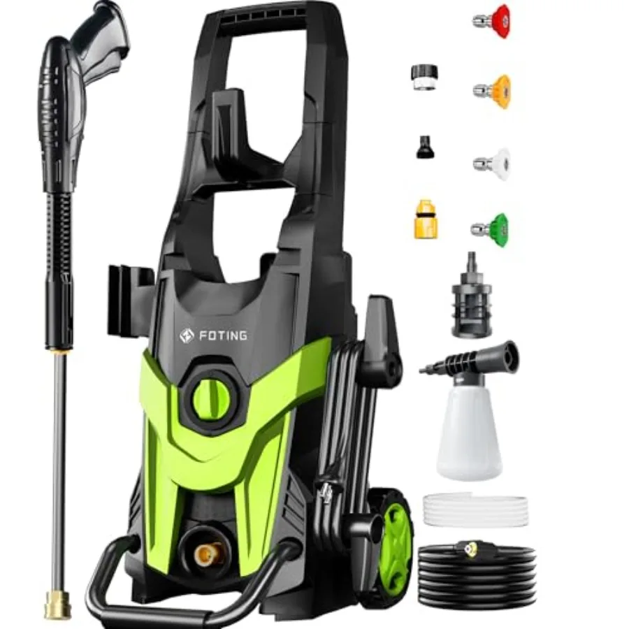 

Мойка высокого давления 4300PSI с 4 быстросъемными насадками, входным шлангом, фильтром, пенной насадкой для автомобилей/заборов/дорожек/чистки дома, зеленая