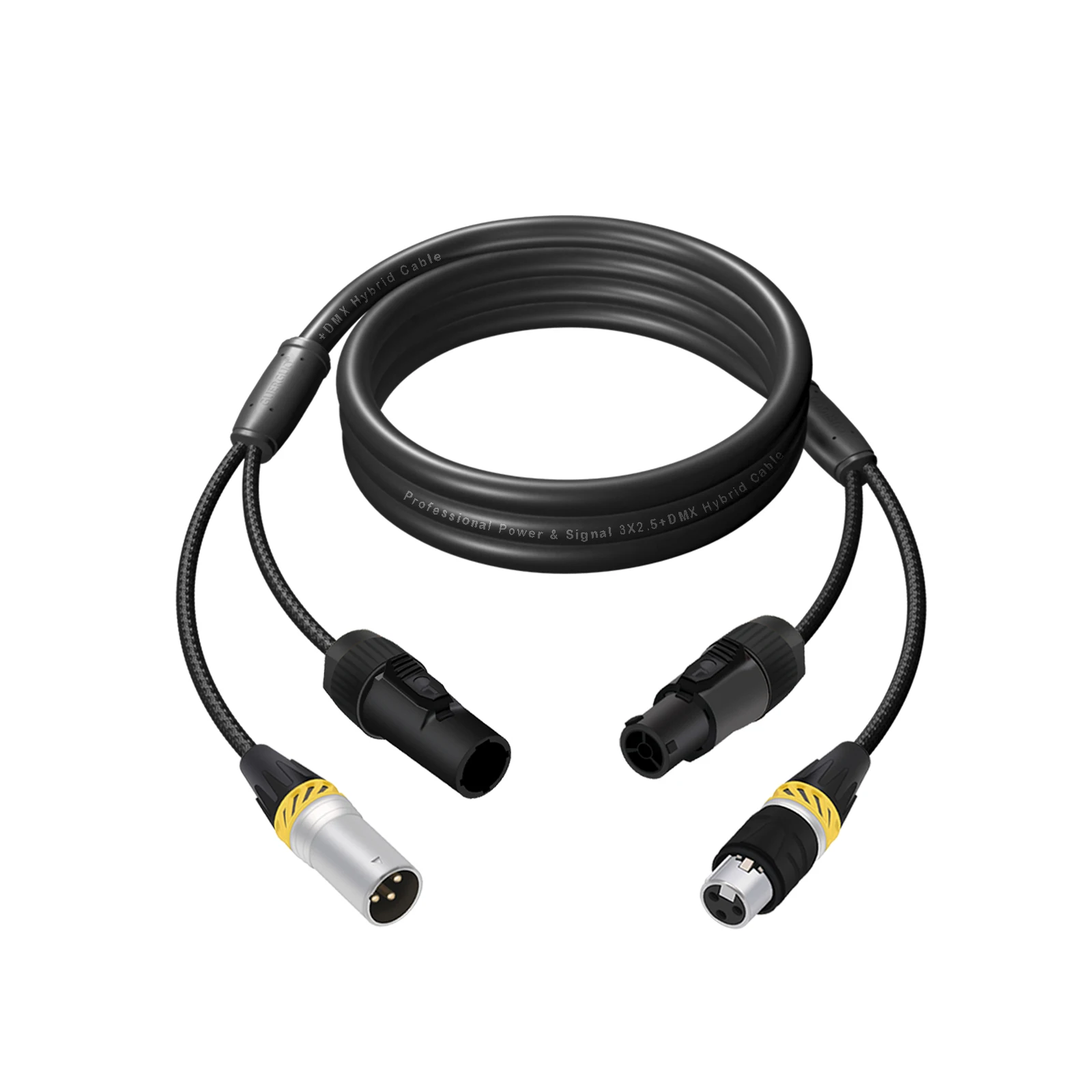 PowerCon and DMX Extension Cable,3x1.5/2.5mm² Power DMX Waterproof 3Pin XLR Signal Combo Cord for Stage Lighting,Concerts,Events