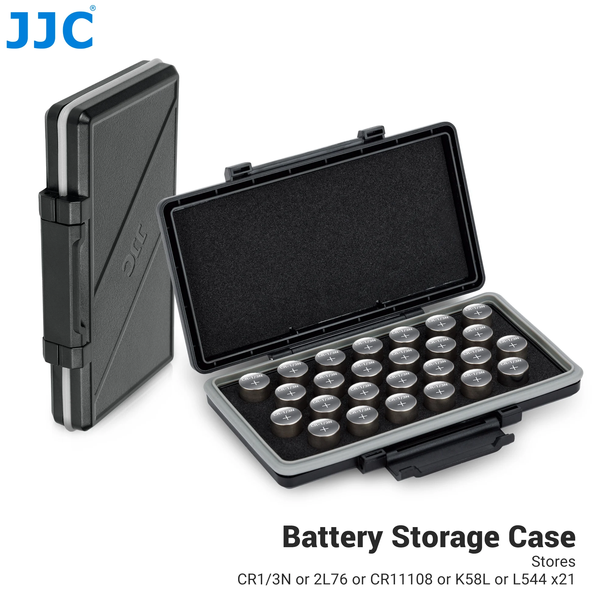 JJC CR1/3N Battery Case Holder Storage Water-Resistant Anti-Lost Button Coin Cell Battery Case for 26x CR-1/3N 2L76 L544 Lithium