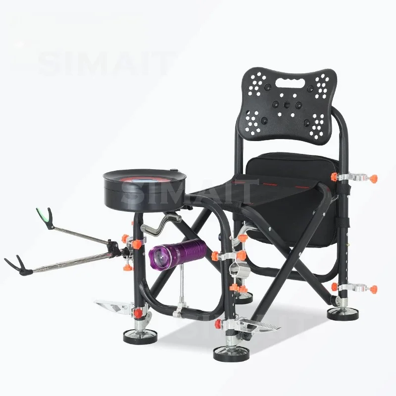 New Knight Fishing Chair, Multi-function All Terrain Folding Fishing Seat, Portable Adjustable Camping Chair for Outdoor Fishing