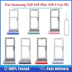 For Samsung Galaxy S20 S20 Plus S20 Ultra 5G SIM Card Holder Slot Dual Sim Tray With Eject Pin Tool Replacement Parts