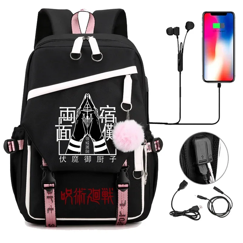 Anime Ryomen Sukuna Eyes Cosplay School Backpack for Teenager Boys Girls Jujutsu Kaisen Anime School Bag Bagpack Travel Rucksack