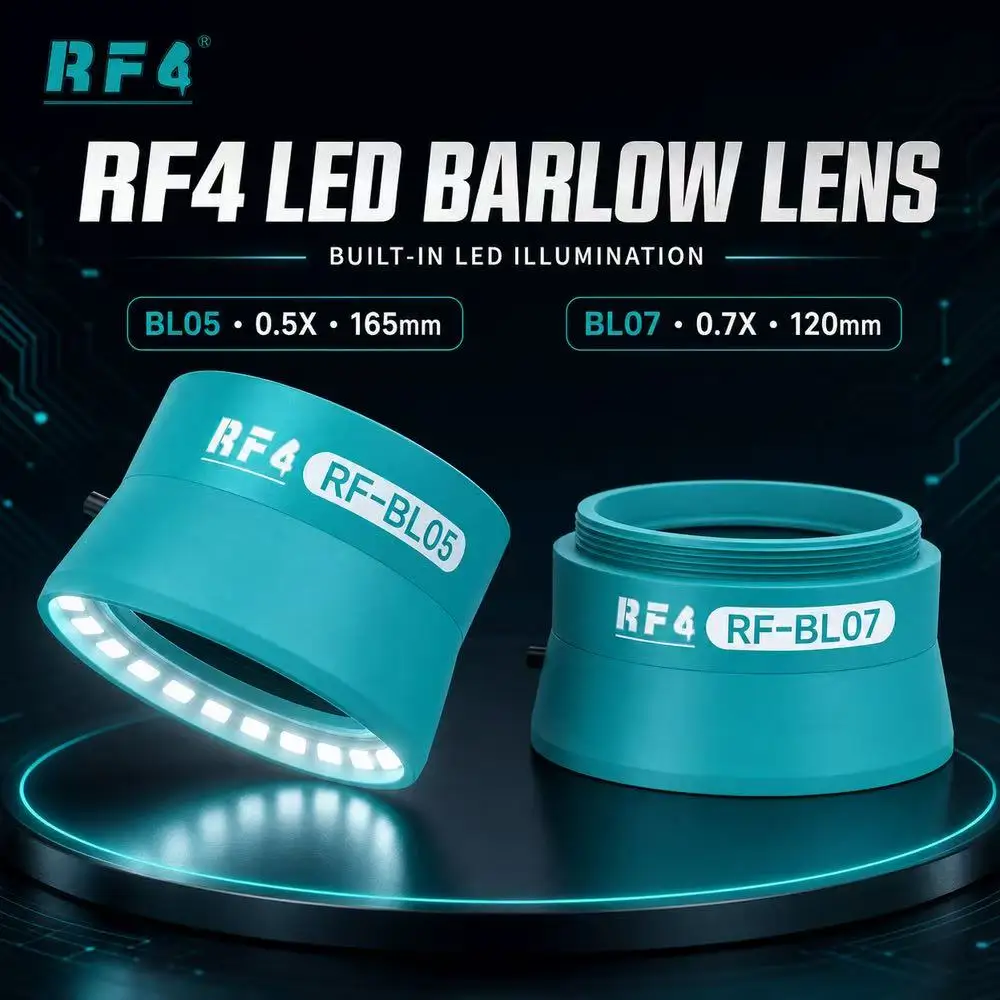 RF4 RF-BL05 RF-BL07 0.5X 0.7X LED Barlow Lens 165mm 120mm Working Distance for Microscope PCB Phone Repair
