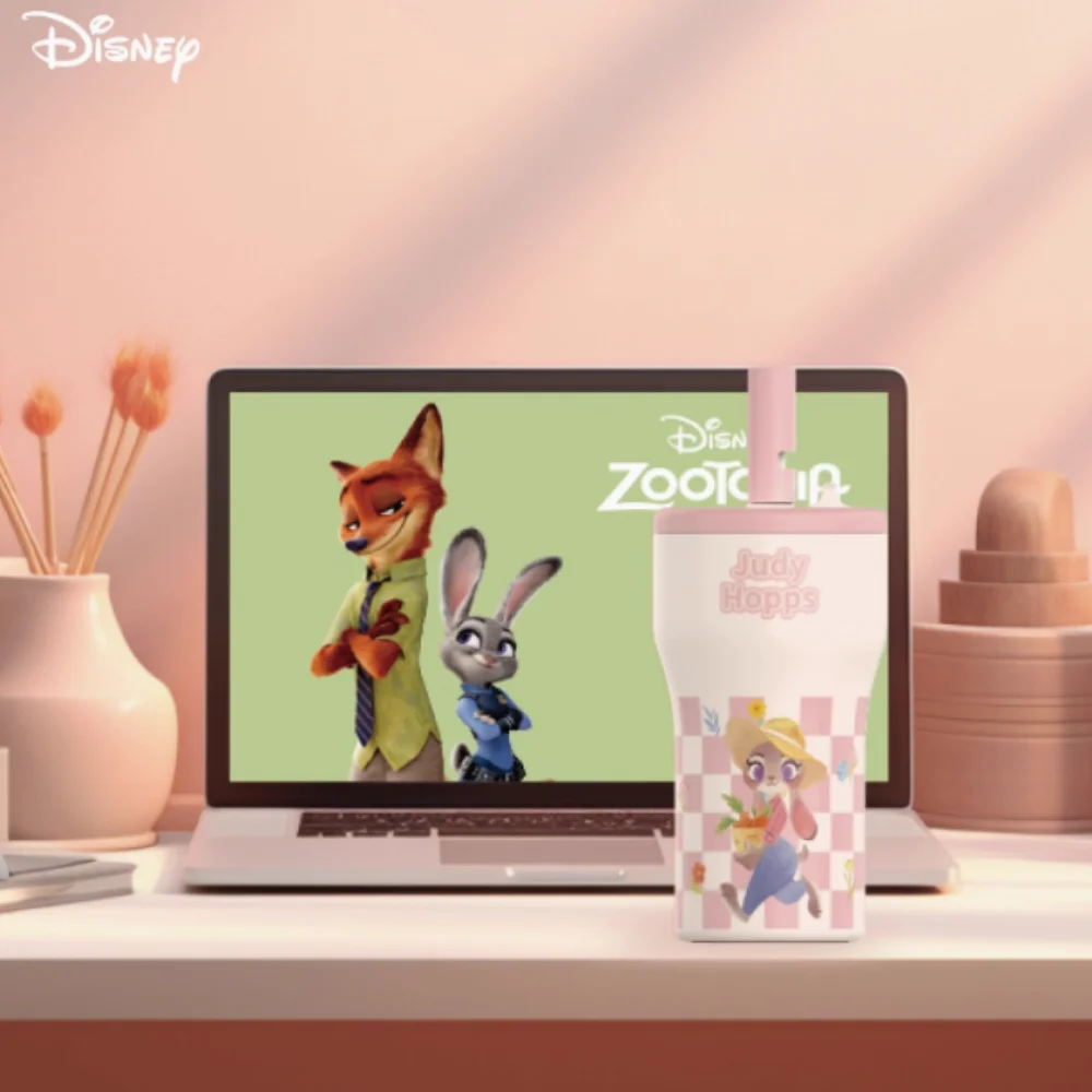 

2025 Zootopia Nick Wilde Judy Hopps Straw Coffee Thermos Vacuum Cup Stitch Cartoon Large Capacity Water Cup Gift