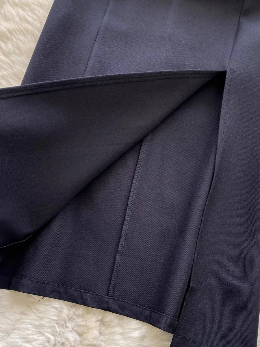 Foamlina-vestido de lujo de estilo británico sin mangas para mujer, vestido de Color liso con abertura de solapa, vestido elegante ajustado Vintage para oficina OL