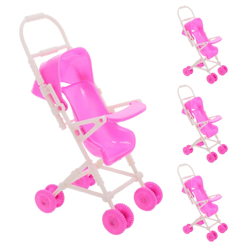 4Pcs Vibrant Pretend Play Stroller Set Realistic Design Fine Craftsmanship for Dollhouse Decor Motor Skill Development Toddler