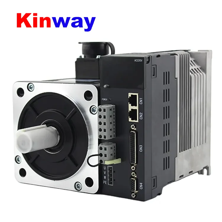 Kinway 6N.m servo motor with driver kit 220V 130 Flange big motor for CNC machine servo driver 1.5kw gear box