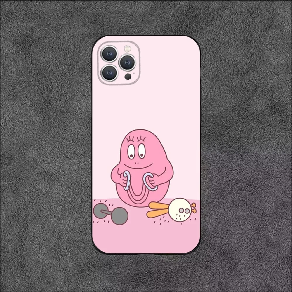 Cartoon B-Barbapapa Phone Case For iPhone 16,15,14,13,12,11,Plus,Pro Max,XS,X,XR,SE,Mini,8,7 Soft Silicone Black Cover