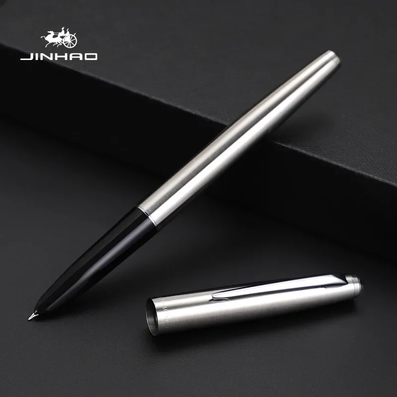 Imagem -02 - Jinhao 911 Caneta Tinteiro de Corpo Clássico Ponta Financeira 0.38 mm Papelaria Escritório Escola Escrita Canetas Suprimentos pk 9019 Aço Inoxidável