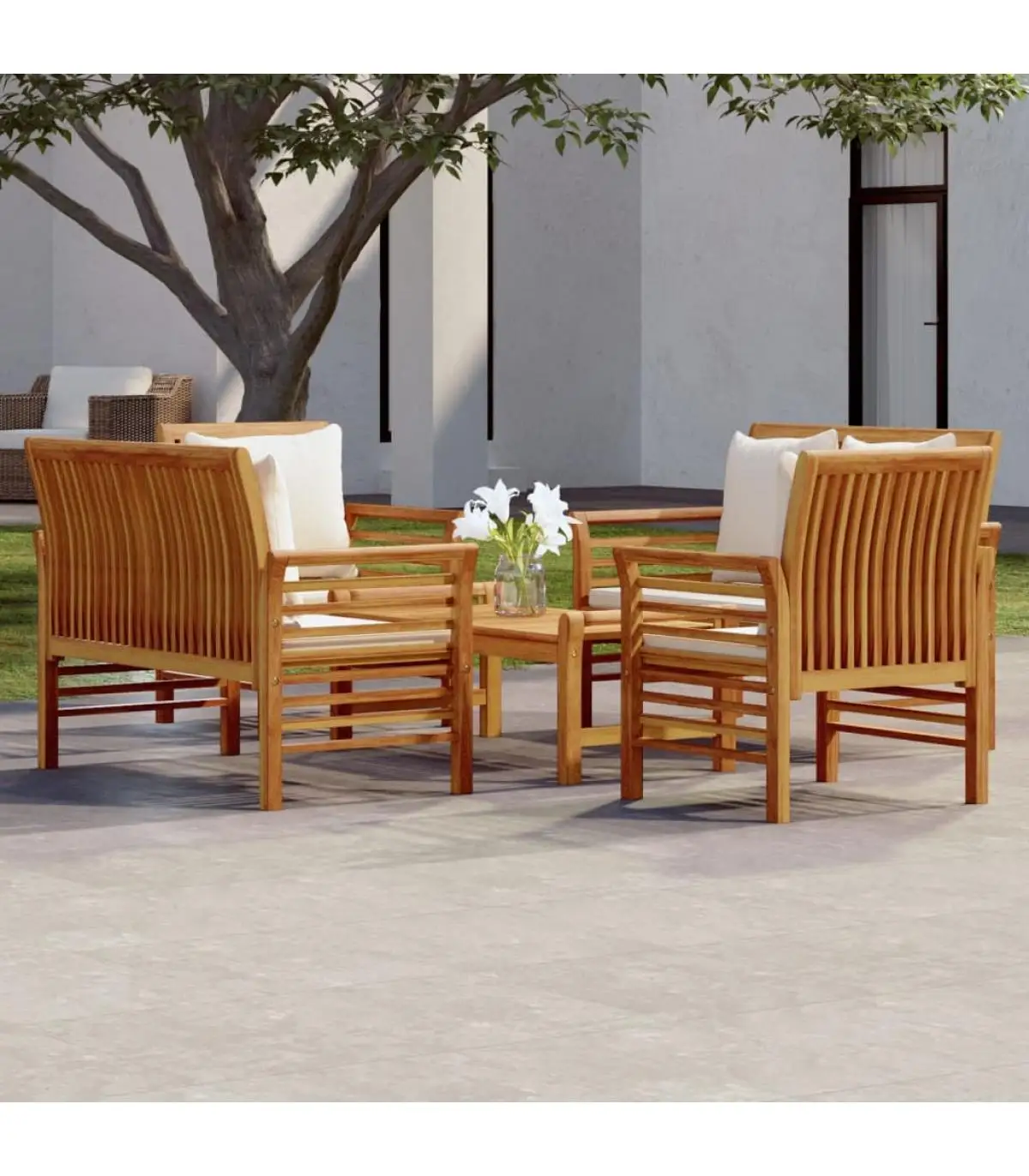 Garden sets Set garden furniture 5 PCs and cushions solid wood acacia