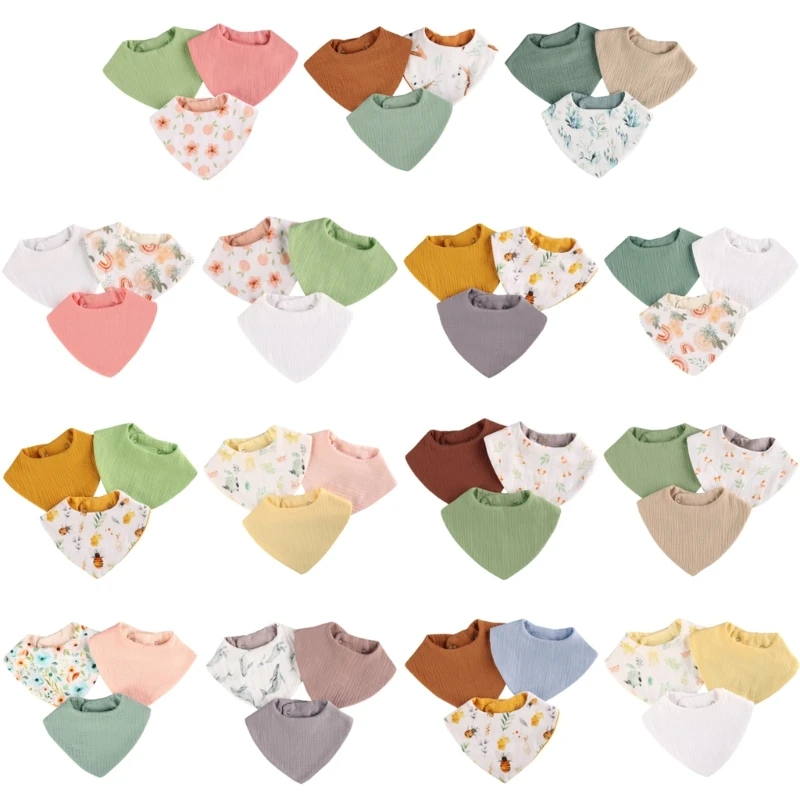 

3pcs Teething Bibs for Babies Absorbent & Breathable Droll Bibs with 6 Layers