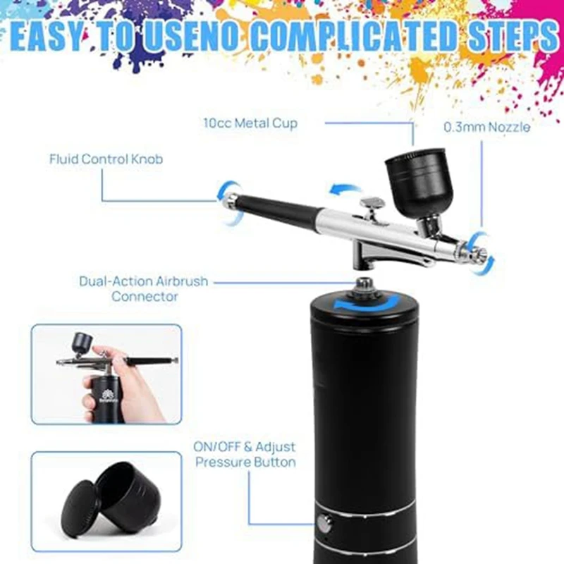 Airbrush Kit With Air Compressor&Gloves-27PSI High Pressure Airbrushwith Hose Wireless Airbrush For Model Painting