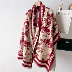 New double-sided imitation cashmere thick warm fashion scarf high-end gift ladies versatile shawl 2024