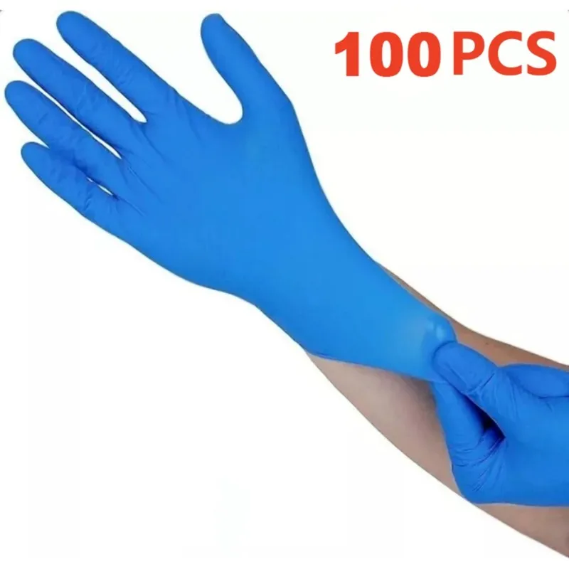 [NEW A09R!】 Protective Gloves Blue Disposable Nitrile Gloves 100 Count Powder& Latex-Free Safety Gloves