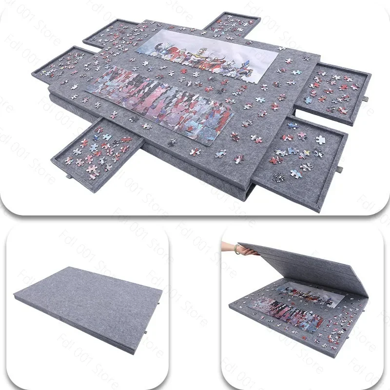 Felt Puzzle Board, Fixing Board with Bracket Puzzle Table Storage Children's Flat 1000 Pieces Puzzle Tilt
